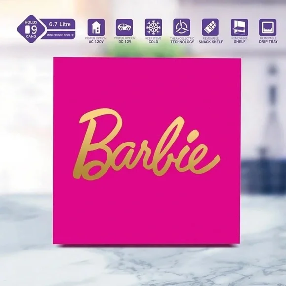 Last one Barbie Hot Pink Cooler Mini Fridge 6.7L Single Door 9 Can
